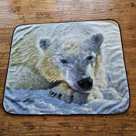 Northwest POLAR BEAR Sleepy Time Bear Plush Throw Blanket COLLIN BOGLE 49 x 59 - Picture 1 of 8